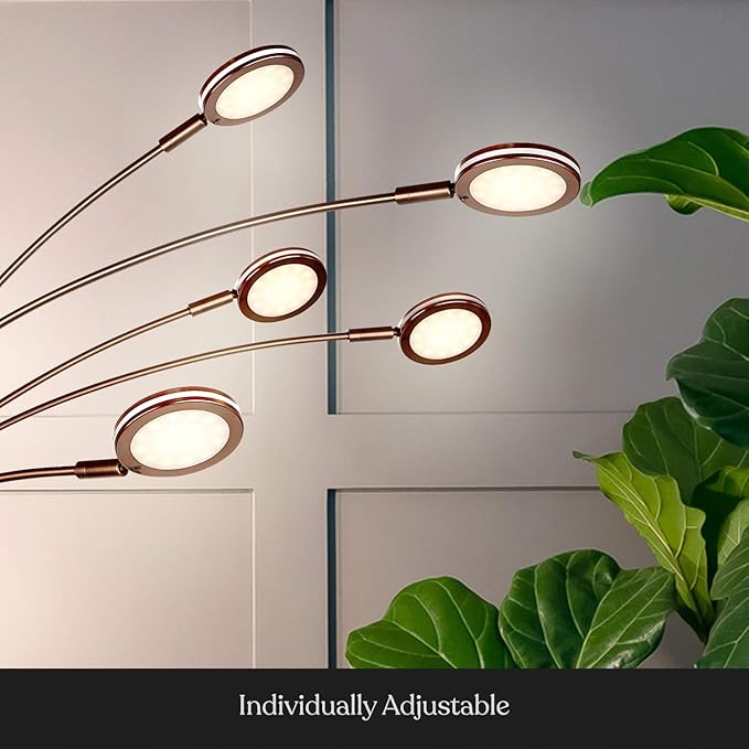 Brightech Orion Arc Floor Lamp for Living Room, Tree Floor Lamp with 5 Adjustable Arms, Multi-Head Standing Lamp with Flexible Rotating LED Lights for Bedroom, Dorm - Bright Hanging Lighting - Bronze - LeafyLoom