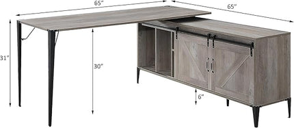 NicBex Kimberly-DW-00033-LWJ Home Office Desks, 65"x65"x31", Oak - LeafyLoom