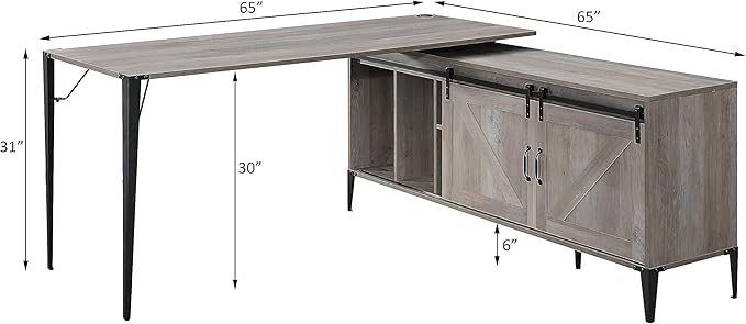 NicBex Kimberly-DW-00033-LWJ Home Office Desks, 65"x65"x31", Oak - LeafyLoom