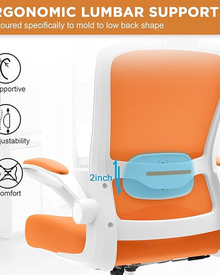 Mimoglad Office Chair, High Back Ergonomic Desk Chair with Adjustable Lumbar Support and Headrest, Swivel Task Chair with flip-up Armrests for Guitar Playing, 5 Years Warranty - LeafyLoom