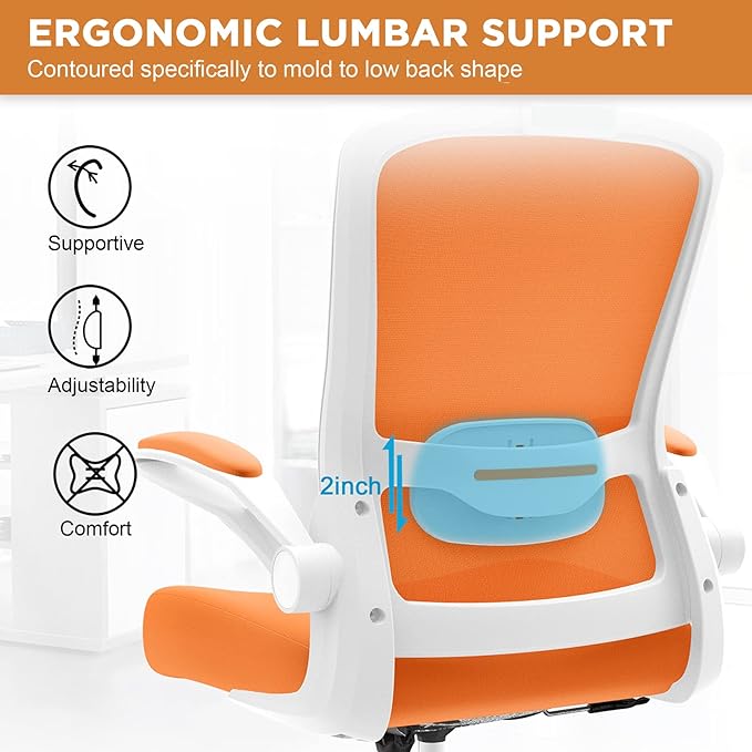 Mimoglad Office Chair, High Back Ergonomic Desk Chair with Adjustable Lumbar Support and Headrest, Swivel Task Chair with flip-up Armrests for Guitar Playing, 5 Years Warranty - LeafyLoom