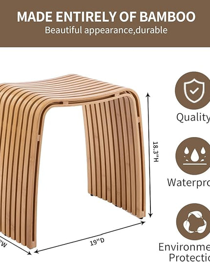 Bamboo Dining Stool Dining Chair Dressing Stool Shoe Stool Bathroom Stool Dining Room Bathroom Living Room Study Bedroom Durable and Beautifully Designed - LeafyLoom