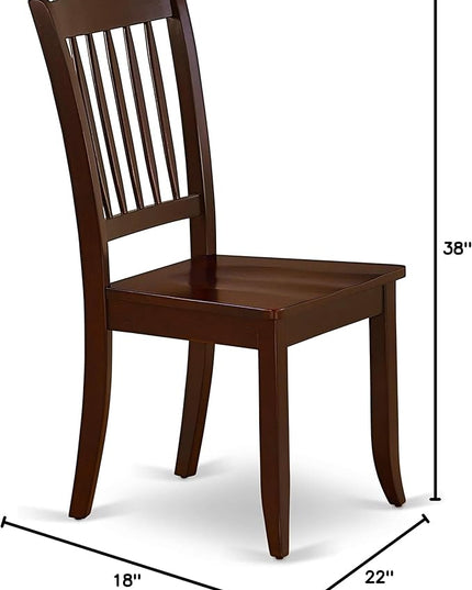 East West Furniture DAC-MAH-W Danbury Dining Room Chairs - Slat Back Solid Wood Seat Chairs, Set of 2, Mahogany - LeafyLoom