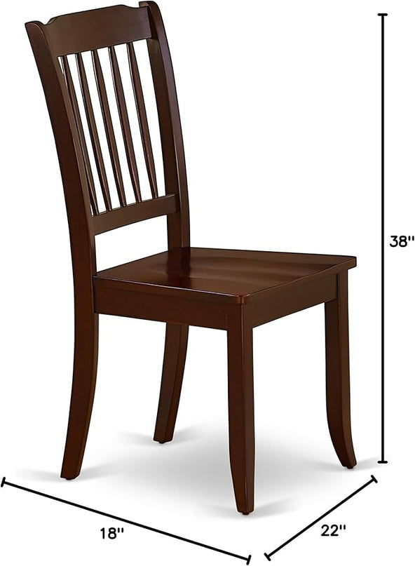 East West Furniture DAC-MAH-W Danbury Dining Room Chairs - Slat Back Solid Wood Seat Chairs, Set of 2, Mahogany - LeafyLoom