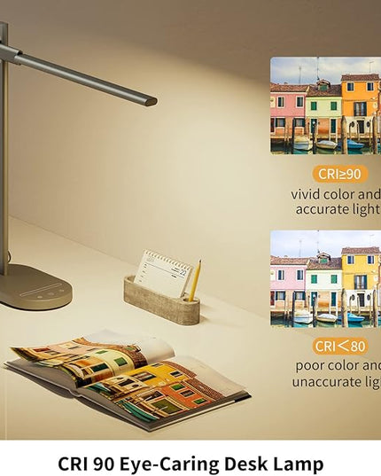 ProtoArc Modern Desk Lamp, Metal Aluminum Alloy Dimmable LED Desk Light with USB Charging Port, Eye-Caring Table Light, Touch Control, 5 Color Modes, 6 Brightness Levels, Timer for Home Office Bedroom - LeafyLoom