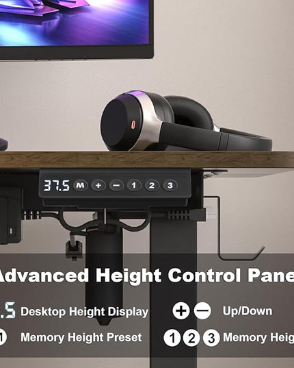 Electric Standing Desk Height Adjustable - 48 x 24 Inches Sit Stand up Desk & Memory Preset Ergonomic Rising Desks for Work, Home Office Workstation Gaming Rising Desk Study Table - LeafyLoom