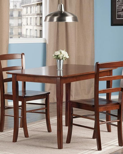 Winsome Inglewood 3-PC Set Table w/ 2 Ladderback Chairs Dining, Walnut - LeafyLoom