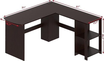 SHW L-Shaped Home Office Wood Corner Desk, Espresso - LeafyLoom