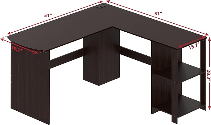 SHW L-Shaped Home Office Wood Corner Desk, Espresso - LeafyLoom