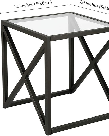 Henn&Hart Calix Side Table, 20" Wide, Black - LeafyLoom