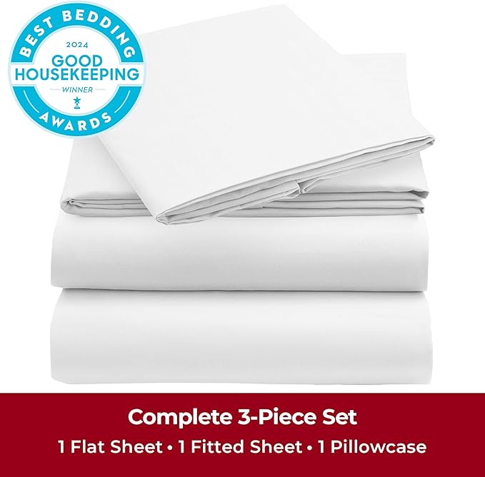Mellanni Twin XL Sheets Set - 3 PC Iconic Collection Bedding Sheets & Pillowcases - Hotel Luxury, Extra Soft, Cooling Bed Sheets - Deep Pocket up to 16 inch (Twin Extra Long, Striped White) - LeafyLoom