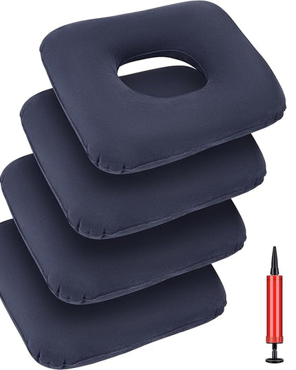 4 Pcs Donut Cushion Inflatable Donut Pillow Portable Anti Bedsore Seat Pillow Donut Pillow Cushion with 2 Air Pump for Tailbone Pain, Hemorrhoids, Pregnancy, Bedsore - LeafyLoom