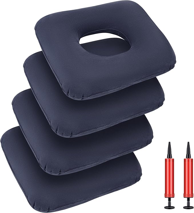 4 Pcs Donut Cushion Inflatable Donut Pillow Portable Anti Bedsore Seat Pillow Donut Pillow Cushion with 2 Air Pump for Tailbone Pain, Hemorrhoids, Pregnancy, Bedsore - LeafyLoom