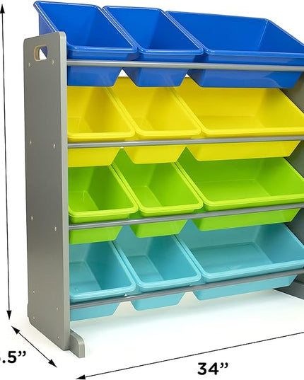 Humble Crew Toy Storage Organizer, Grey/Blue/Green/Yellow 34x11x31 inches,12x9x6 inches,16xx12x6 inches - LeafyLoom