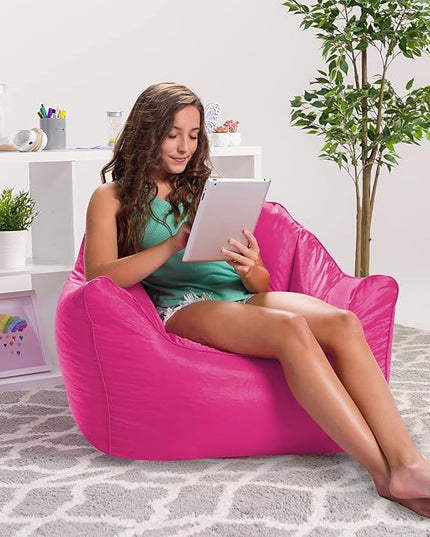 Posh Creations Structured Comfy Seat for Playrooms and Bedrooms, Large Bean Bag Chair, Malibu Lounge, Pink - LeafyLoom