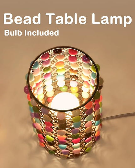 Colorful Beads Table Lamp-Cute Lamp for Girls Room, Unique Lampshade, Bulb Included - LeafyLoom
