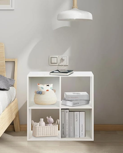 PACHIRA E-Commerce Wooden Storage Cubes Bookcase, Unit Shelf, Closet Cabinet, Organizer Rack in Living Room, Bedroom, Study, 4 Cube, White - LeafyLoom