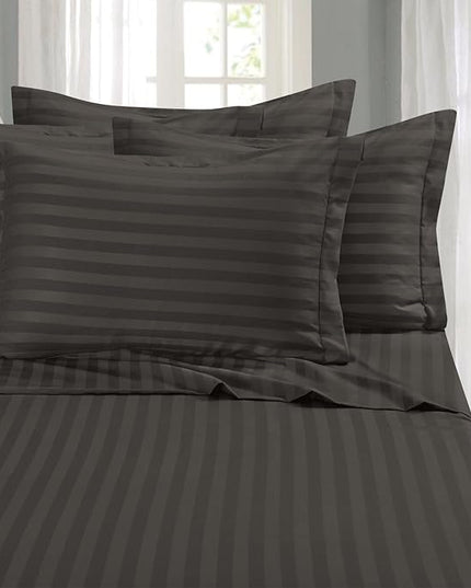 Elegant Comfort Softest and Coziest 4-Piece Sheet Set - 1500 Premium Hotel Quality Microfiber - Luxurious Wrinkle Resistant 4-Piece Damask Stripe Bed Sheet Set, Twin, Grey - LeafyLoom