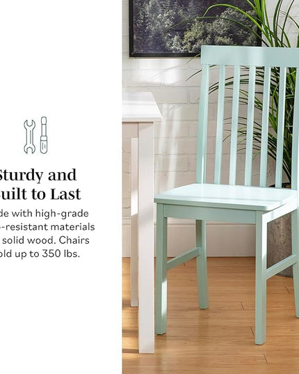 Walker Edison 4 Person Modern Farmhouse Wood Small Dining Table Dining Room Kitchen Table Set 4 Chairs Set, 48 Inch, White and Grey - LeafyLoom