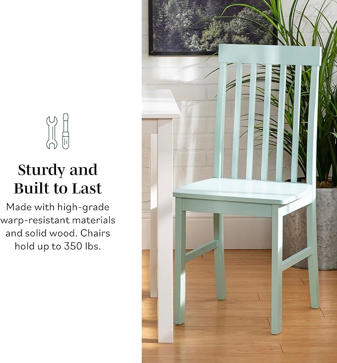 Walker Edison 4 Person Modern Farmhouse Wood Small Dining Table Dining Room Kitchen Table Set 4 Chairs Set, 48 Inch, White and Grey - LeafyLoom