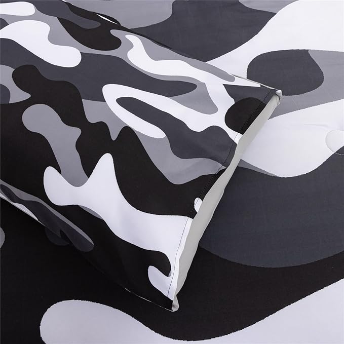 Meeting Story Camouflage Bedding Set, Colorful Pattern Style Comforter Set, 3 PCS One Comforter Two Pillowcases in One Bag, All Season Bedspread for Teens Adults (Grey,Twin - LeafyLoom