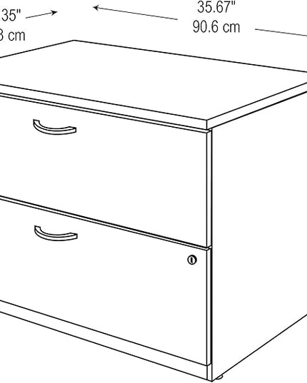 Bush Business Furniture Series C 2 Drawer Lateral File Cabinet, Locking Document Storage for Home or Professional Office, Hansen Cherry - LeafyLoom