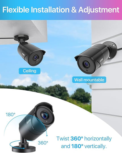 ZOSI 1080p HD-TVI Home Security Camera with Audio,Built-in Mic,Night Vision,1920TVL 2MP Outdoor CCTV Cam Only Compatible with ZOSI 3K Lite Analog DVR ZOSI