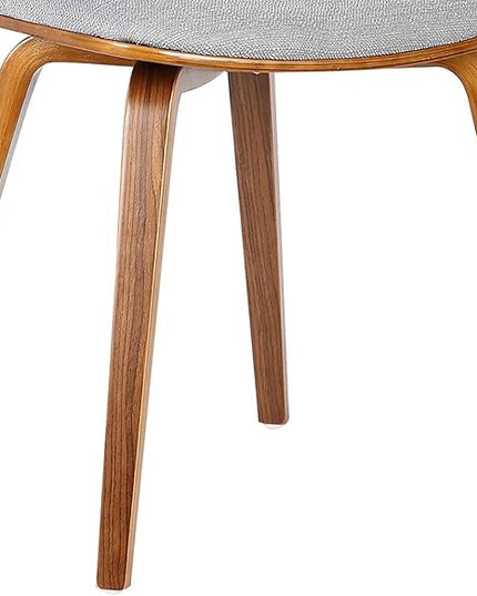 Armen Living Jaguar Mid Century Modern Dining Accent Chair for Kitchen Table Desk Vanity in Grey Fabric and Walnut Wood Finish - LeafyLoom
