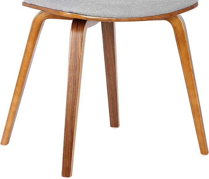 Armen Living Jaguar Mid Century Modern Dining Accent Chair for Kitchen Table Desk Vanity in Grey Fabric and Walnut Wood Finish - LeafyLoom