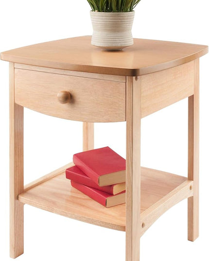 Winsome Basics Solid Wood End Table Nightstand - LeafyLoom