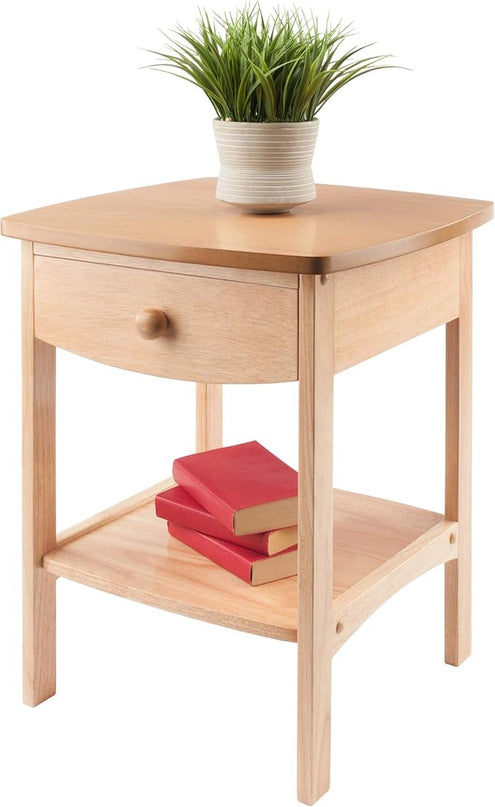 Winsome Basics Solid Wood End Table Nightstand - LeafyLoom