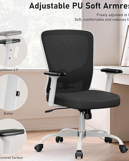 Office Chair, Ergonomic Desk Chair with Adjustable High Back, Breathable Mesh Computer Chair with Adjustable Armrests, Rolling Swivel Comfy Task Chairs, Executive Chair for Home Office - LeafyLoom