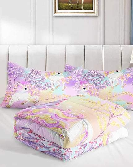 CVHOUSE Rainbow Unicorn Bedding Full Size,Rainbow Unicorn Bedding Set for Girls Kids Teens,Rainbow Unicorn Comforter Set Unicorn Duvet Set Unicorn Quilt Set Girls Room Decor 3 Pieces - LeafyLoom