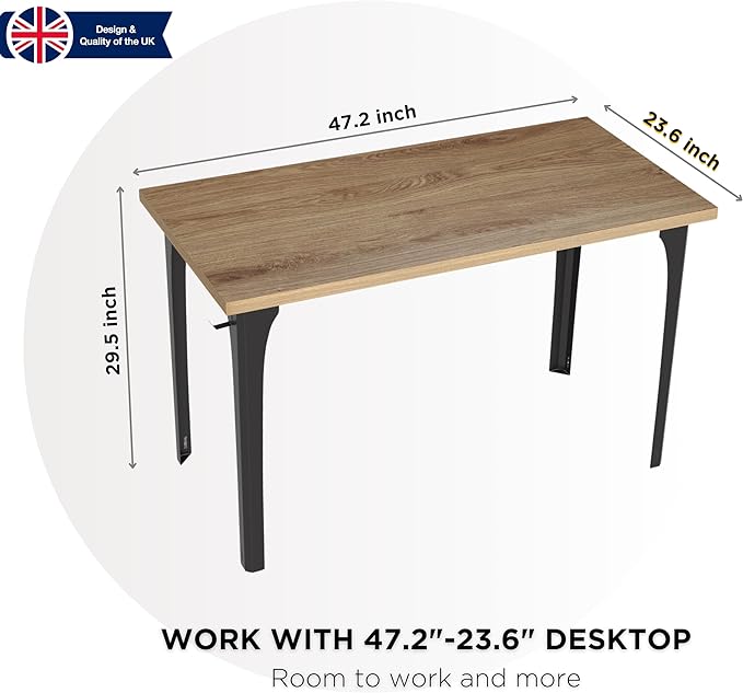 Home Office Computer Desk 47.2x23.6 inch gaming Desk, Modern and Minimalist home office desk, Home Office Desks, Study Desk, Craft table Black Metal Designed Frame, Natural Board color. - LeafyLoom