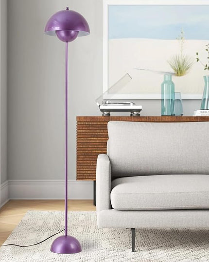 COSYLUX Modern Floor Lamp for Living Room, Industrial Tall Standing Lamp for Bedroom, Metal Shade Reflecting Light reading Floor Lamp for Office, Nursery Room, Corner(Pearl Purple) - LeafyLoom