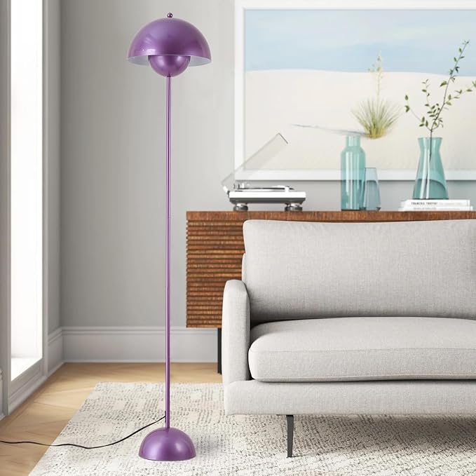 COSYLUX Modern Floor Lamp for Living Room, Industrial Tall Standing Lamp for Bedroom, Metal Shade Reflecting Light reading Floor Lamp for Office, Nursery Room, Corner(Pearl Purple) - LeafyLoom