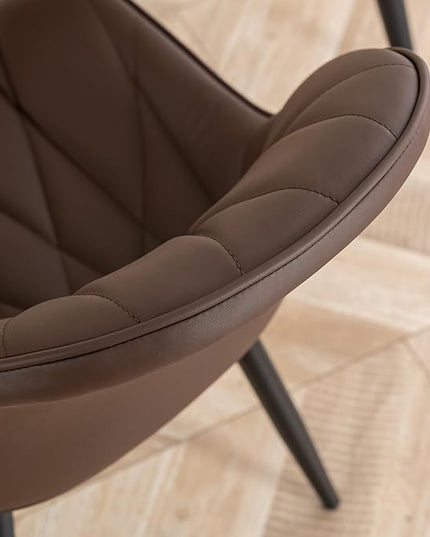 YOUNIKE Dining Chairs Set of 2, Espresso DarkBrown Modern Kitchen Chairs with Adjustable Feet, Mid Century Faux Leather Upholstered Dining Room Chairs, 300LBS Support Elegant Dinning Chairs - LeafyLoom