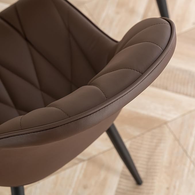 YOUNIKE Dining Chairs Set of 2, Espresso DarkBrown Modern Kitchen Chairs with Adjustable Feet, Mid Century Faux Leather Upholstered Dining Room Chairs, 300LBS Support Elegant Dinning Chairs - LeafyLoom