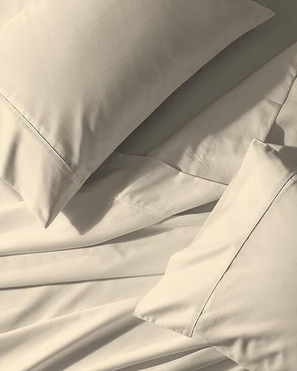 Purity Home Organic 100% Cotton Ecru Full Size Bed Sheets, Percale Weave Cotton Sheet Set for Full Size Bed, Crisp, Cooling & Breathable Bed Sheets, Fits Mattress Upto 16" Deep Pocket - LeafyLoom