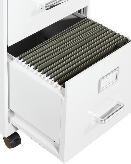 OSP Home Furnishings 2 Drawer Mobile Locking Metal File Cabinet, White - LeafyLoom