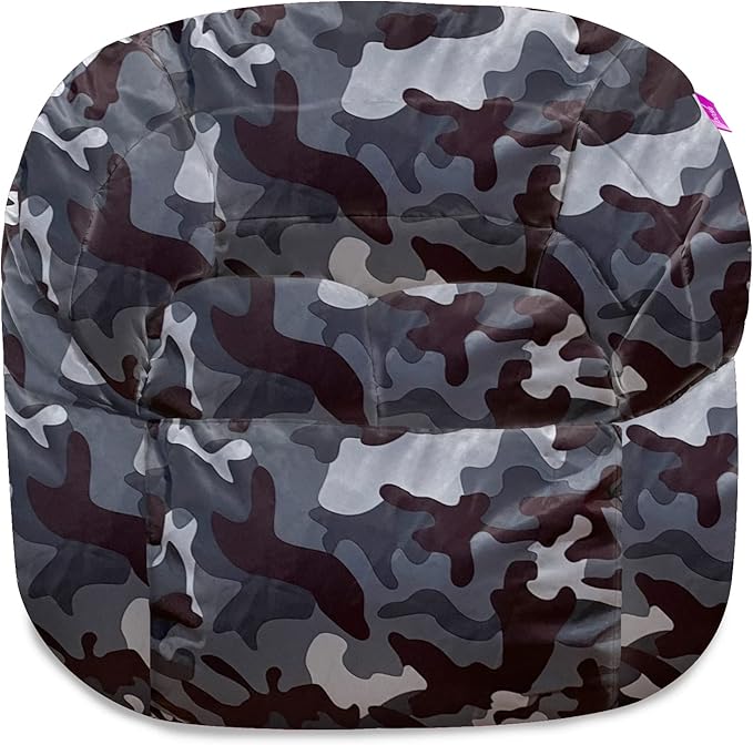Posh Creations Structured Comfy Bean Bag Chair for Gaming, Reading and Watching TV, Sonoma Lounge, Nylon - Camo Dark and Black Gray - LeafyLoom