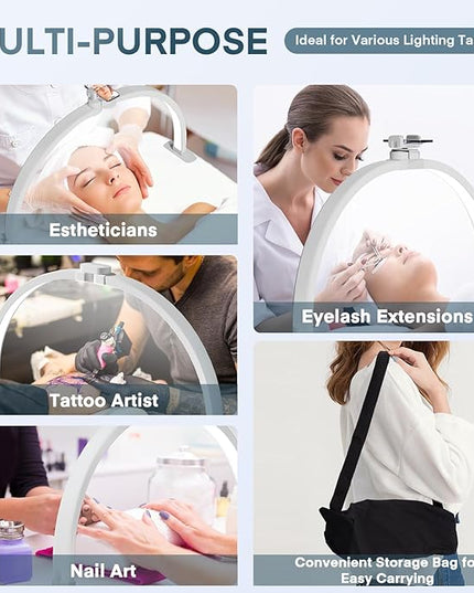 MYSWEETY Foldable Half Moon Light for Nail Desk, 29 Inch Led Nail Tech Desk Lamp, Half Moon Table Lamp with Phone Holder, 3000-6500K Esthetician Lash Light for Eyelash Extensions, Tattoo, Eyebrow - LeafyLoom
