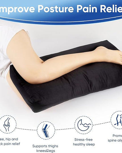 Knee Pillow for Side Sleepers - Between Leg & Under Knee Pillow for Back Sleepers - Leg Pillow with 850G 7D Alternative for Relieving Leg, Back, and Knee Pain - 100% Cotton Fabric-Black - LeafyLoom