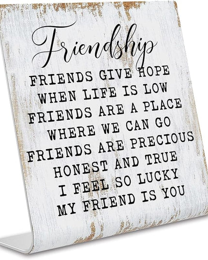 Friendship Signs for Women Friends, Friend Birthday Gift Ideas Office Gifts for Friends Sisters Coworkers Decorations On Shelf Table Desk for Living Room Bedroom Home Office dksg11 - LeafyLoom