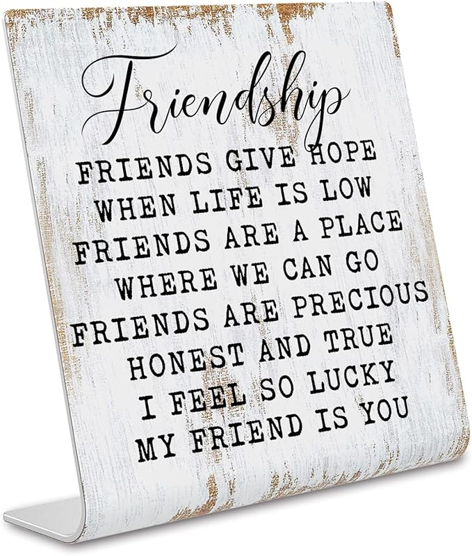Friendship Signs for Women Friends, Friend Birthday Gift Ideas Office Gifts for Friends Sisters Coworkers Decorations On Shelf Table Desk for Living Room Bedroom Home Office dksg11 - LeafyLoom
