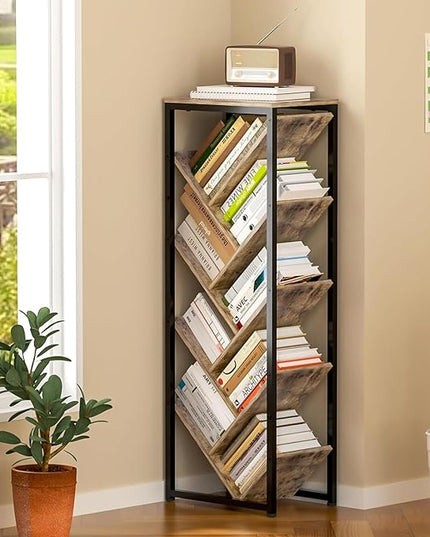 Tree Bookshelf - 9 Tier Floor Standing Tree Bookshelf for CDs/Movies/Books, Small Bookshelf for Small Spaces Bookshelves Wooden Book Storage Organizer Shelves for Bedroom Living Room Smaller - LeafyLoom