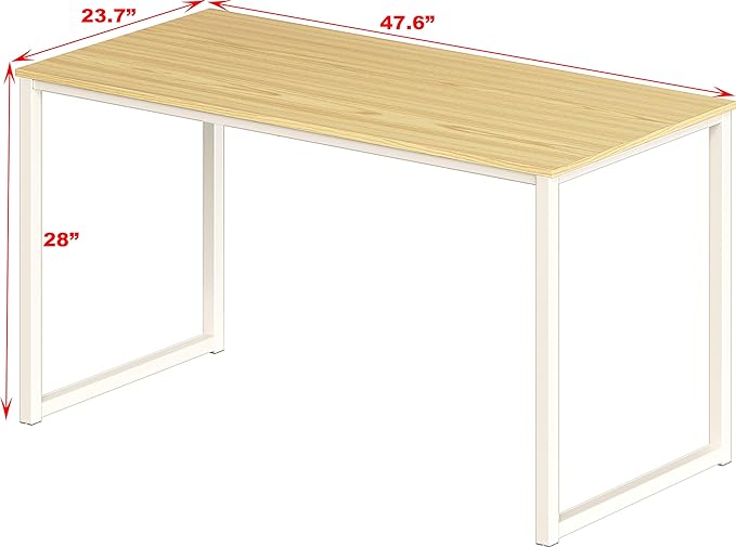SHW Home Office 48-Inch Computer Desk, White/Oak - LeafyLoom