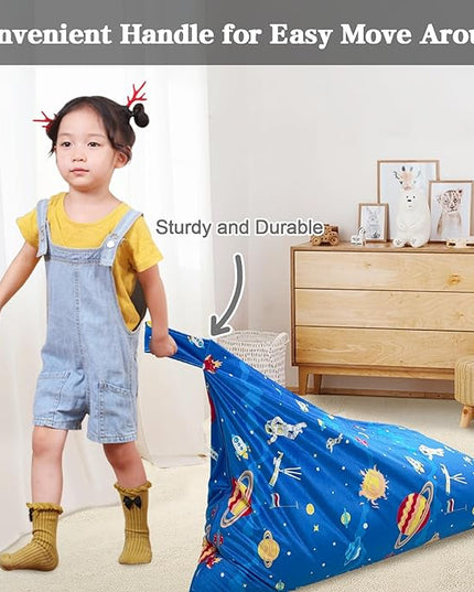 Jorbest Stuffed Animal Storage, Soccer Stuffed Animal Bean Bag Storage, Bean Bag Chair Cover for Kids, Luxury Velvet Stuffie Seat - Cover ONLY (200L/52 Gal) - LeafyLoom