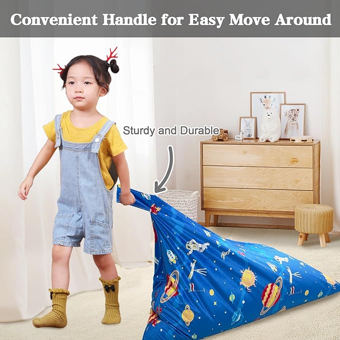 Jorbest Stuffed Animal Storage, Soccer Stuffed Animal Bean Bag Storage, Bean Bag Chair Cover for Kids, Luxury Velvet Stuffie Seat - Cover ONLY (200L/52 Gal) - LeafyLoom