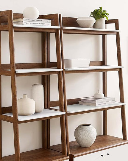 Modway Bookshelf Display Cases in Walnut White - Set of 2 - LeafyLoom